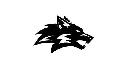 Black wolf head illustration on white © Lunox