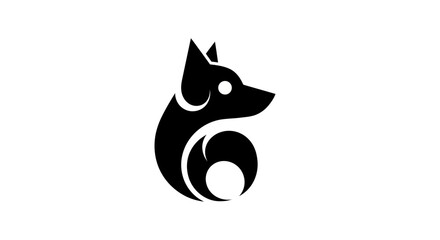 Obraz premium Black wolf icon on white background