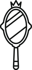Fototapeta premium Outline icon representing a magic hand mirror with a small crown