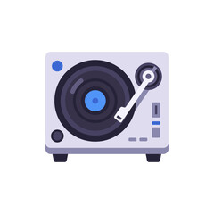 Fototapeta premium gray blue DJ turntable, music audio, colorful vector flat style illustration 