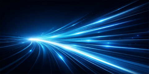 A bright abstract blue background featuring glowing rays and a star burst design creates a shiny motion pattern of light beams and energy flashes for a speed explosion illustration © NUR 0.2