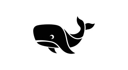 Fototapeta premium Black whale silhouette on white background