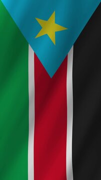Vertical South Sudan Flag Waving Animation, 4K Quality