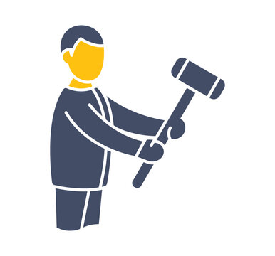 Business man with sledgehammer. 