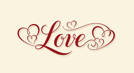 Elegant Love Typography with Heart Decorations © Sudarshi