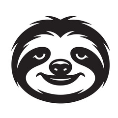 Relaxed sloth face icon silhouette line art vector illustration artwork © Tanvir