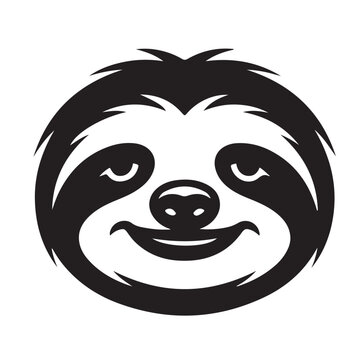 Relaxed sloth face icon silhouette line art vector illustration artwork