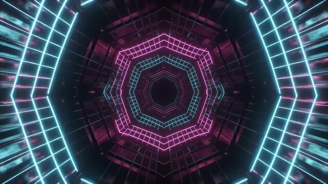 Multilayer neon grid collapsing inward expanding outward hyper energetic cinematic surreal ethereal ambience cascading softly glowing futuristic abstract unique style