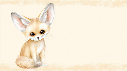 Naklejka premium Cute Fox Sitting on beige background