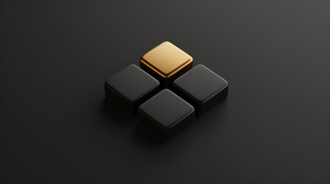 Geometric block cluster with gold accent cube