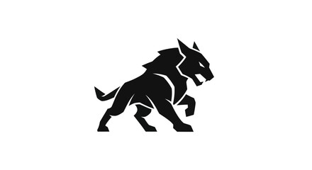 Fototapeta premium Black wolf silhouette on white background