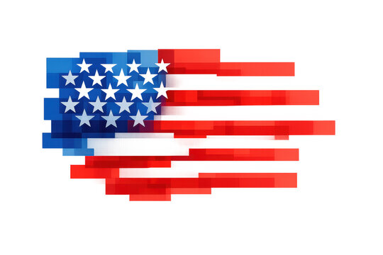 Abstract usa flag digital rendering representing patriotism, freedom, and national pride on transparent background