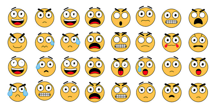 Collection of angry and frustrated emoji faces showing aggressive emotions with transparent background