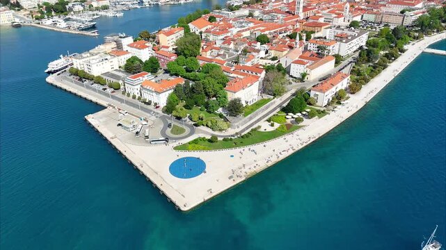 Aerial View Of Coastal Island Town of Zadar , Croatia