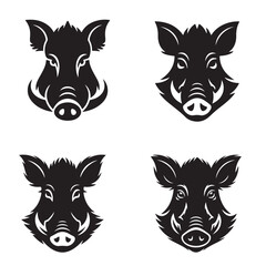 Minimal wild boar face icon silhouette line art vector illustration for design © Tanvir