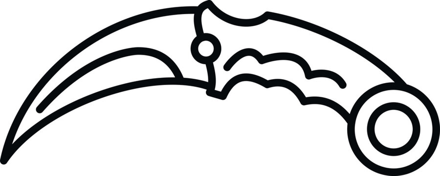 Karambit knife outline illustrating a curved blade used in martial arts and self defense
