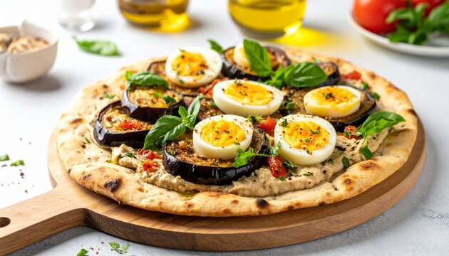 Sabich Inspired Flatbread Pizza