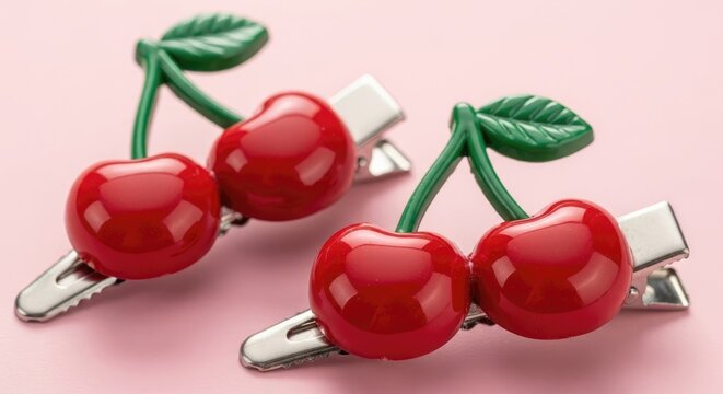 Cherry Hair Clips - Adorable Fruit Accessory.