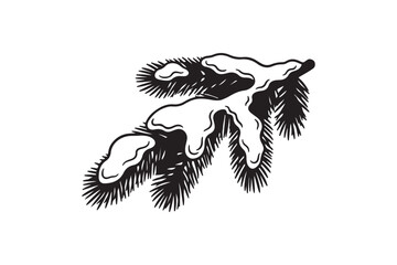 Fototapeta premium Snow-Covered Pine Branch Silhouette Illustration