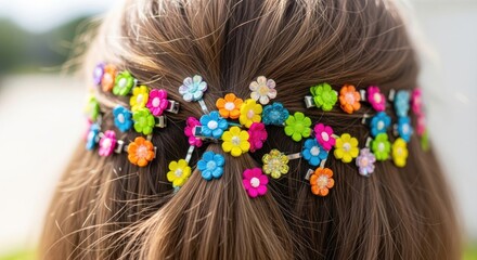 Naklejka premium Colorful Floral Hair Accessory - A Vibrant Adornment.