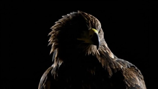Majestic eagle portrait with sharp beak and feathers.