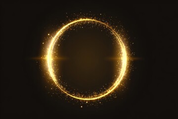 Abstract golden glowing ring overlay with magic dust