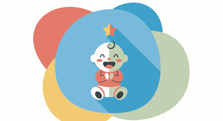 Naklejka premium Adorable Baby Illustration with Star and Cheerful Expression.