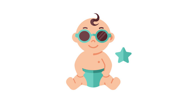 Cool Baby with Sunglasses and Star Illustration.