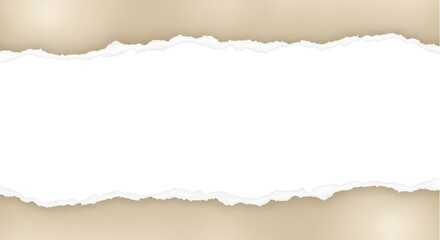 Obraz premium Torn Paper with Beige Background Isolated on White