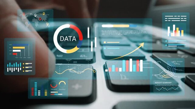 Data Analysis Concept with Digital Charts and Graphs Displayed on Keyboard Creating Insightful Visualization for Business Strategy Improvement Gluon.
