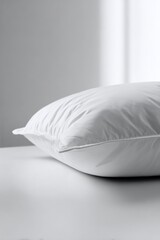 Obraz premium Soft white pillow on minimalistic surface with natural light and shadows