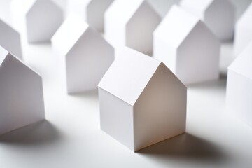 Obraz premium Minimalist white paper houses on seamless surface