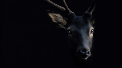 Portait of a Ram with Curved Horns in Dramatic Lighting