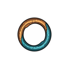 Abstract illustration of a swirling circular design with contrasting colors and textures