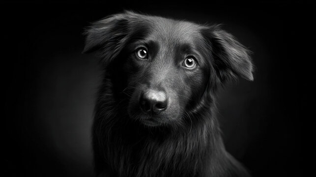 Black Dog Portrait with Intense Gaze
