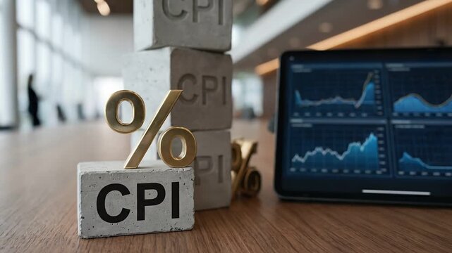 CPI Blocks with Percentage Sign and Charts Finance and Economy