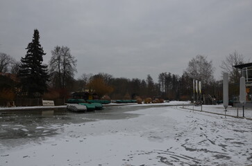 Zugefrorener Spreewaldhafen in L&uuml;bbenau
