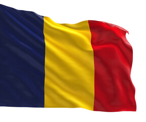Obraz premium Realistic 3D render of the Chad national flag, high quality fabric texture