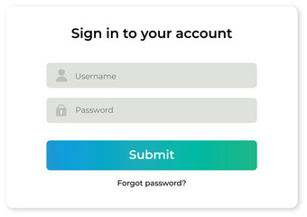Modern Login Form UI Design With Username and Password Fields.
