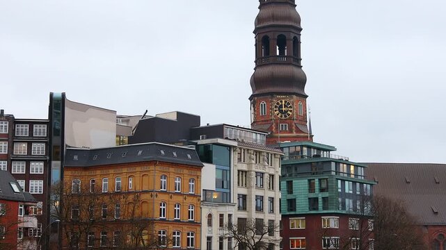 hamburg germany cityscape in winter 4k2 5fps video