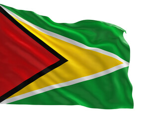 Obraz premium Realistic 3D render of the Guyana national flag, high quality fabric texture