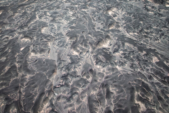 Aerial view of solidified lava formations
