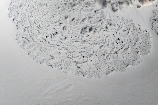 Volcanic landscape with solidified lava textures