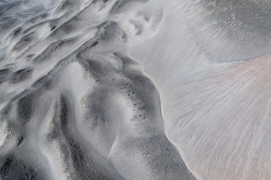 Aerial view of solidified volcanic lava textures