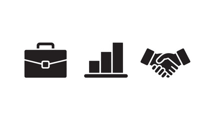 Vector Illustration Of Business Deal With Briefcase, Bar Chart And Handshake For Corporate Finance And Partnership Concept