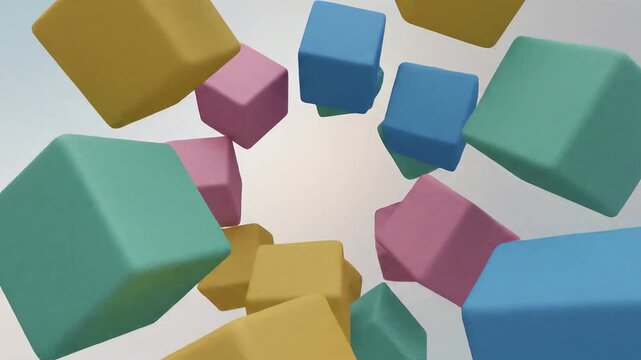 3D rotating cubes creating dynamic minimal background animation