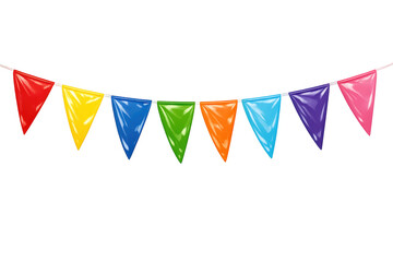Colorful bunting string for celebration, party, carnival, festival, and event decoration, transparent background