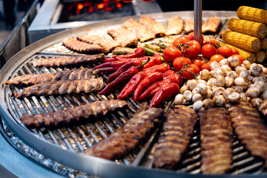 Grilled delights on a vibrant street market