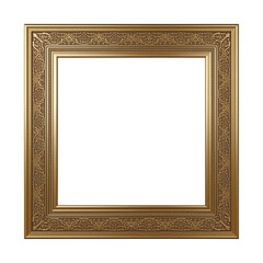 A gold picture frame with an ornate design on a black background