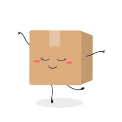 Funny cartoon cardboard box dancing ballet